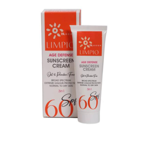 کرم ضد آفتاب بی رنگ لیمپیو SPF60 انواع پوست